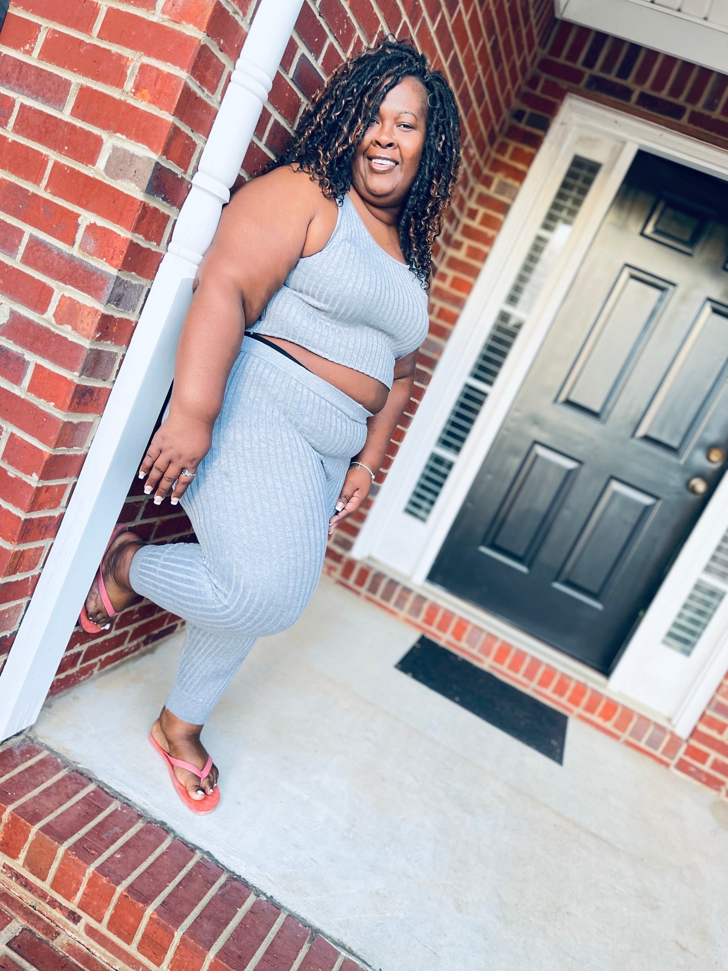 Heather grey sweater set Plus