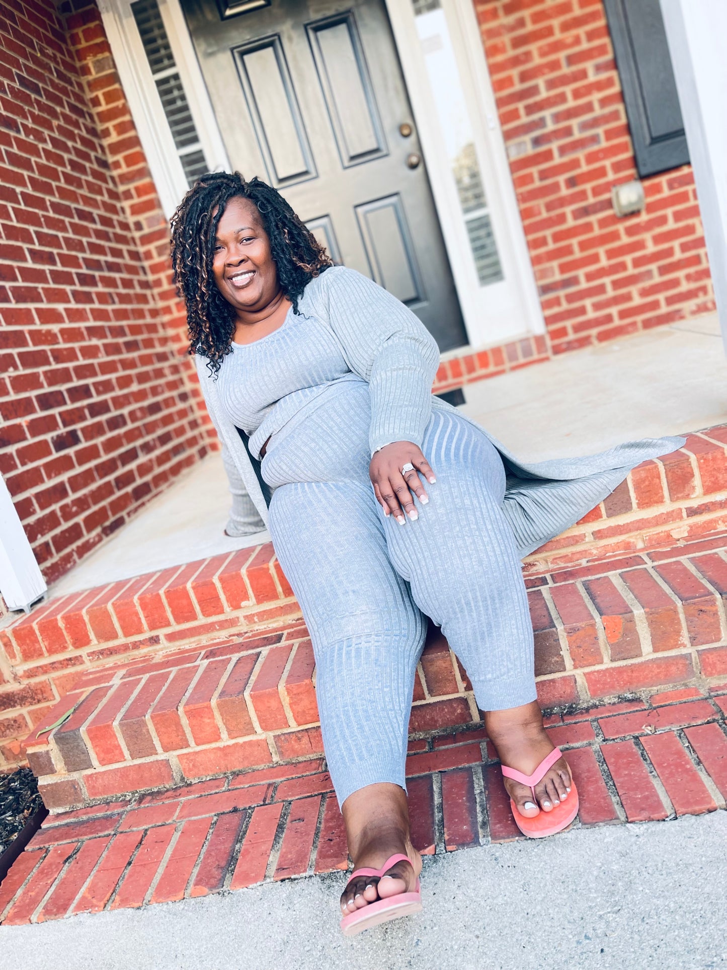 Heather grey sweater set Plus