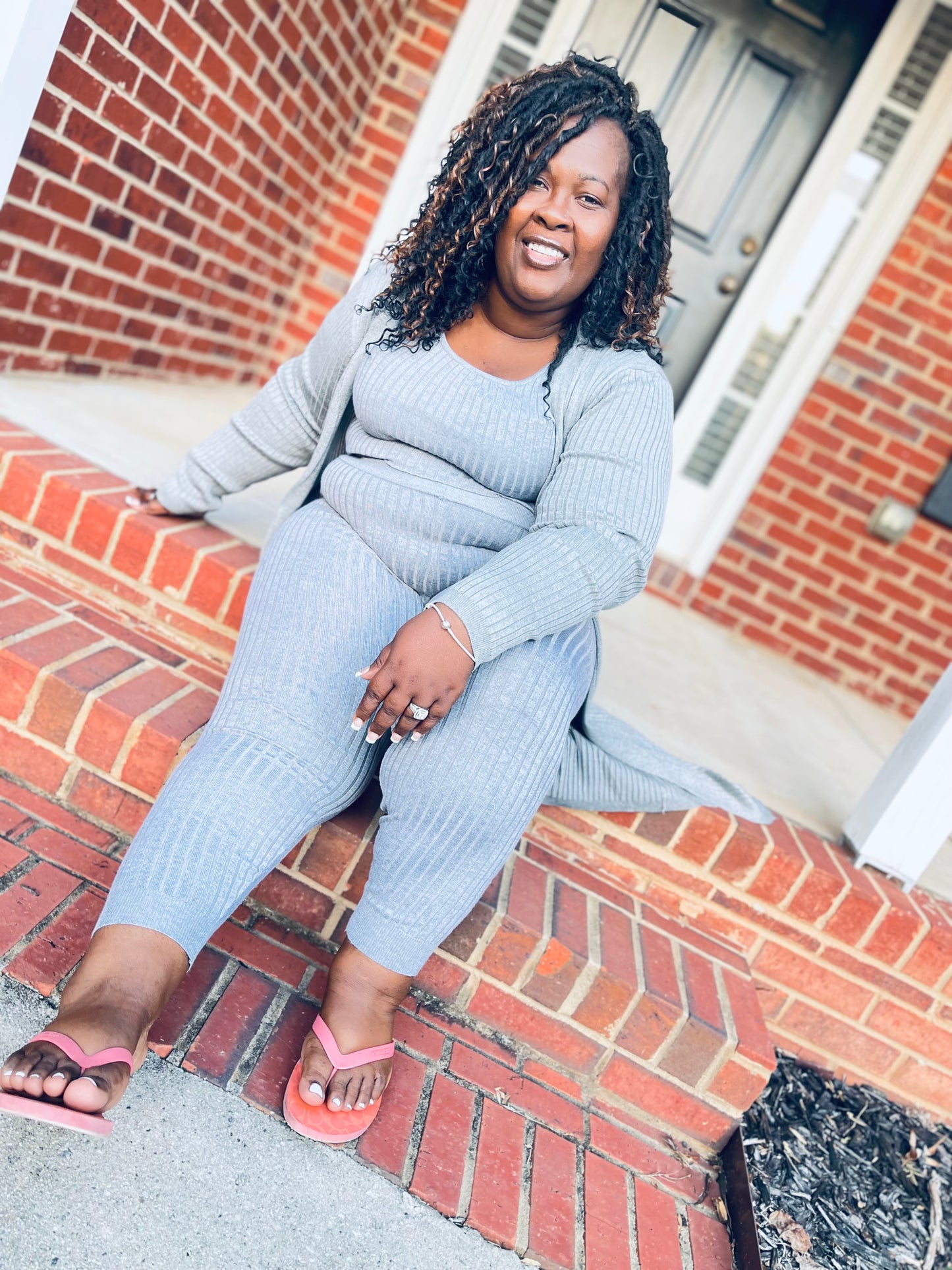 Heather grey sweater set Plus