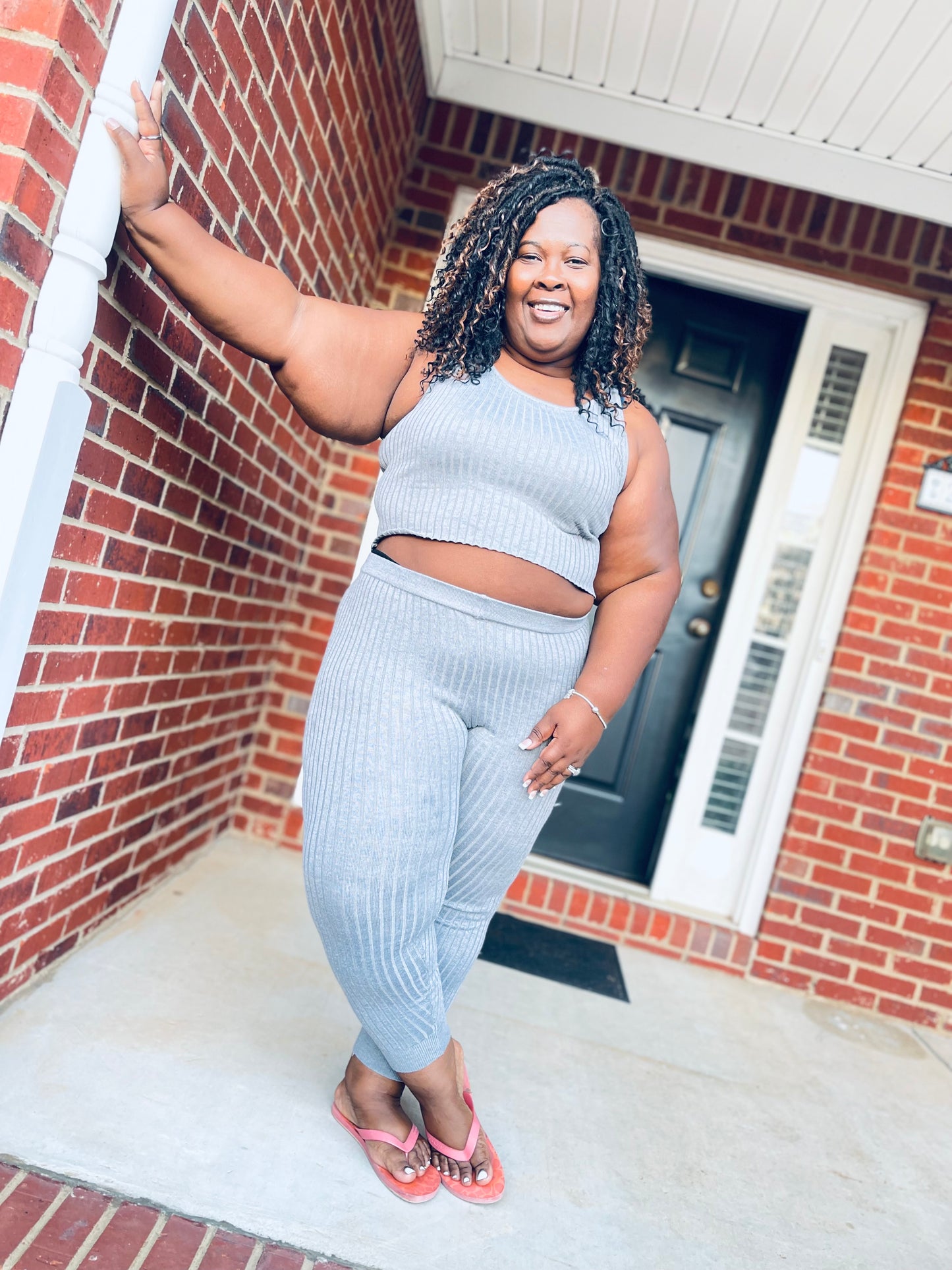 Heather grey sweater set Plus