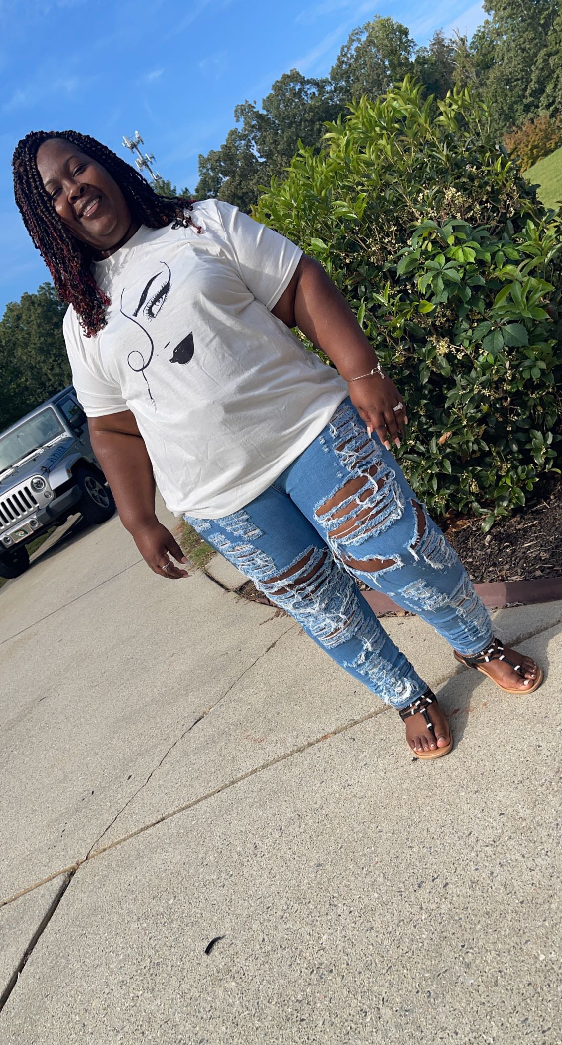 Two sided ripped jeans