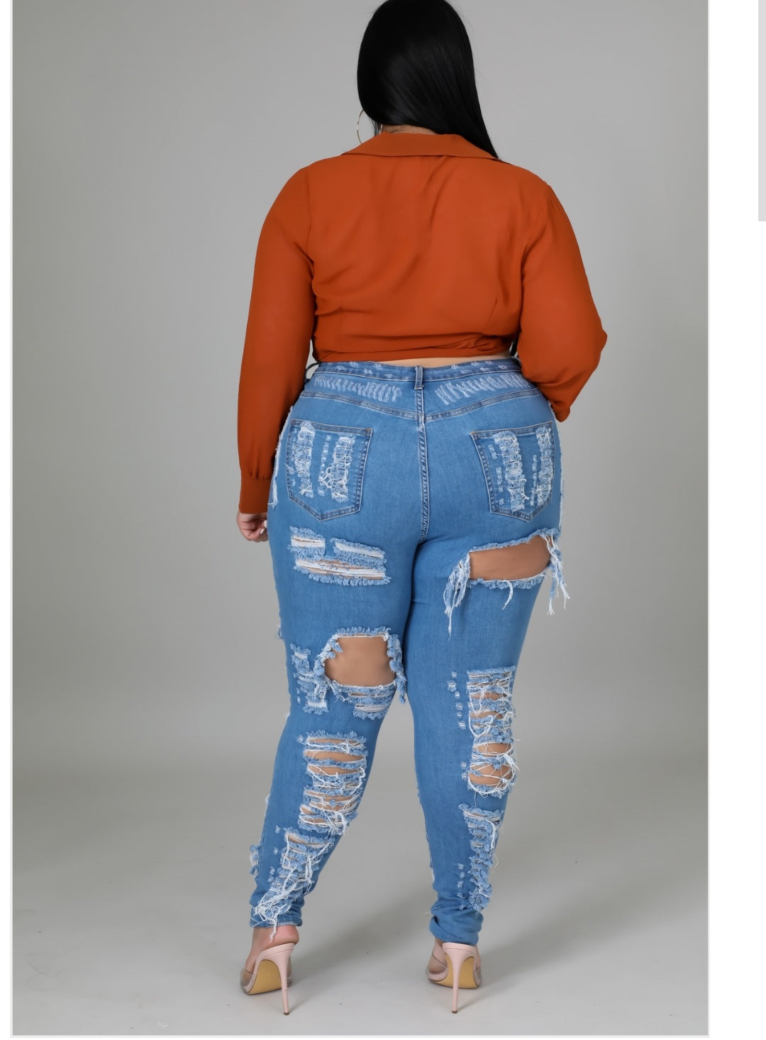 Two sided ripped jeans