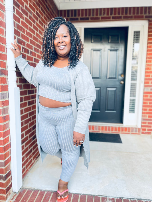 Heather grey sweater set Plus