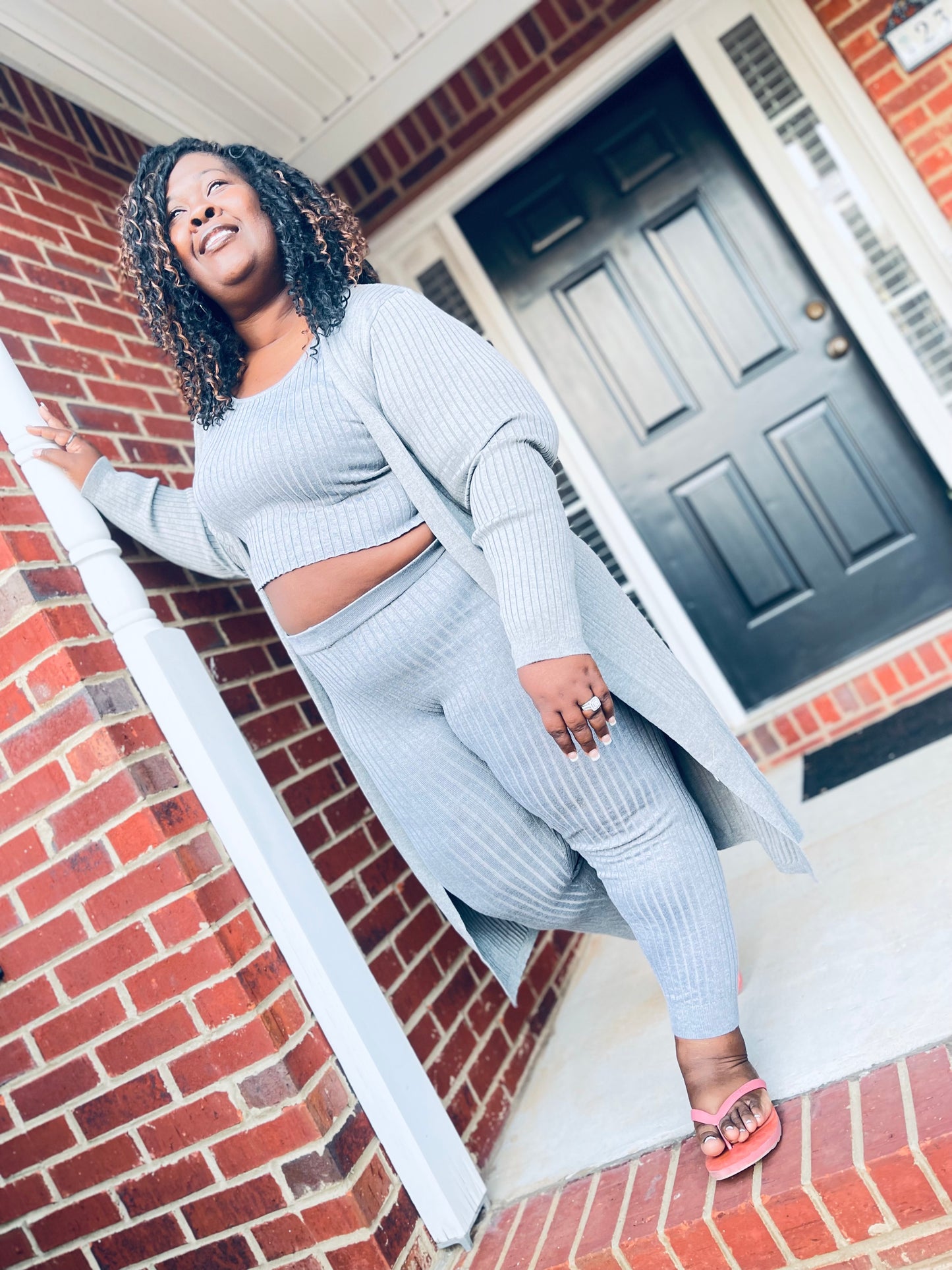 Heather grey sweater set Plus